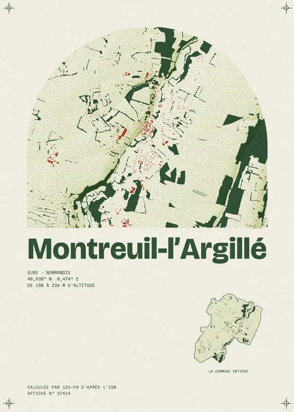 Affiche de Montreuil-l'Argillé, calculée par 123-fr d'après l'IGN