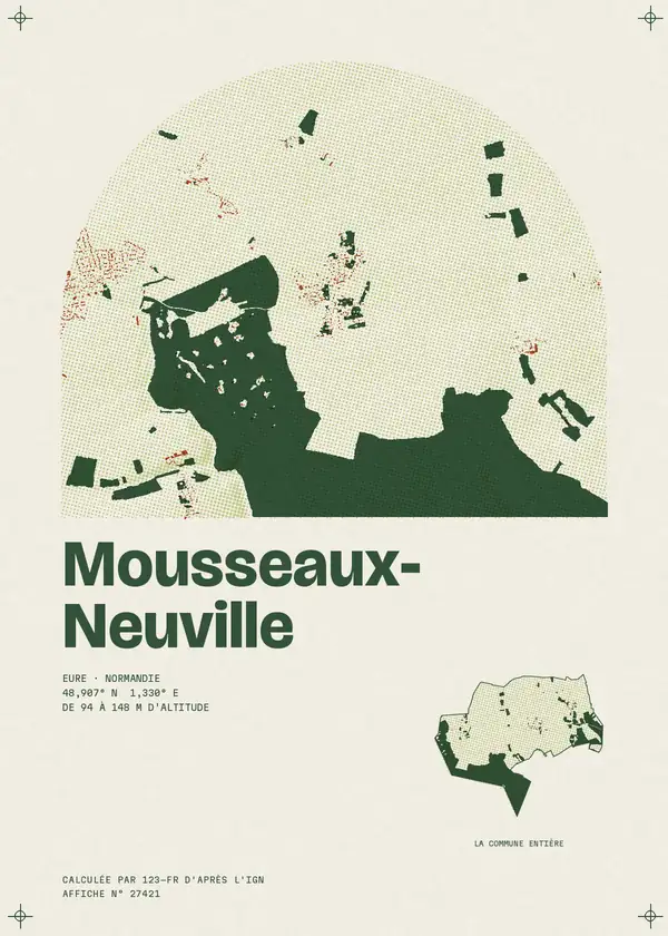 Affiche de Mousseaux-Neuville, calculée par 123-fr d'après l'IGN