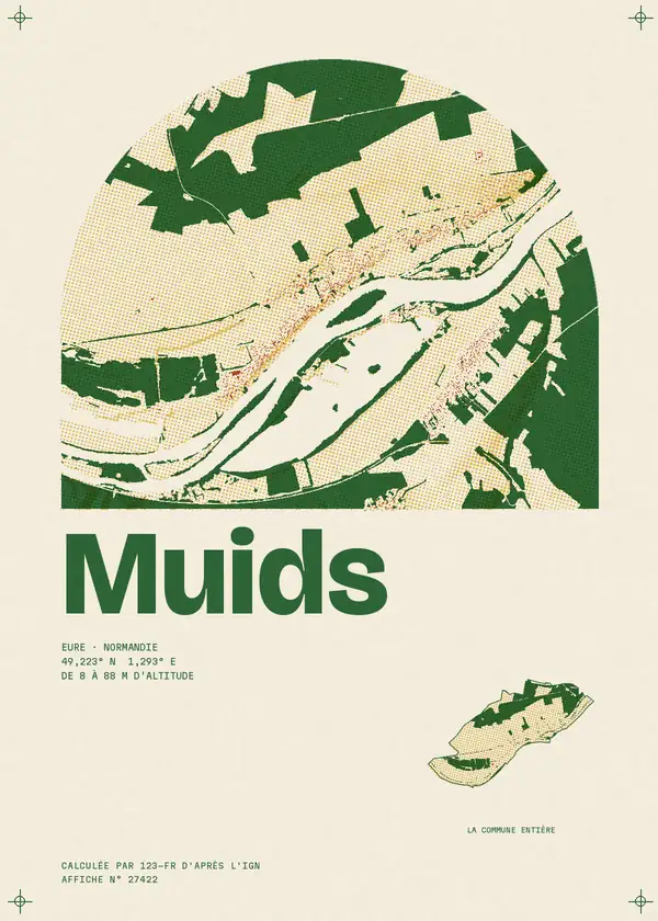 Affiche de Muids, calculée par 123-fr d'après l'IGN