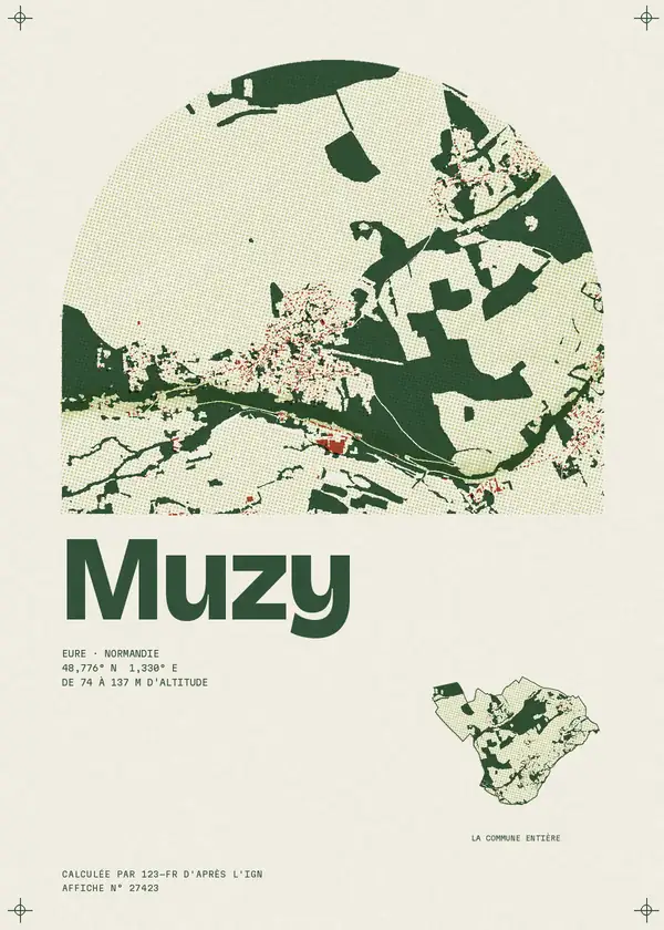 Affiche de Muzy, calculée par 123-fr d'après l'IGN