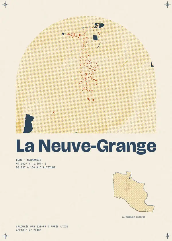 Affiche de La Neuve-Grange, calculée par 123-fr d'après l'IGN