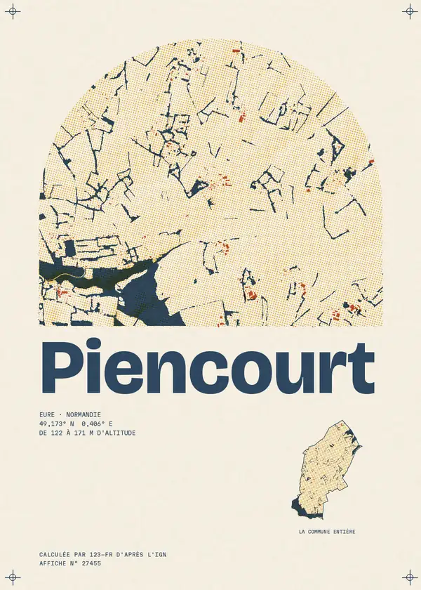 Affiche de Piencourt, calculée par 123-fr d'après l'IGN