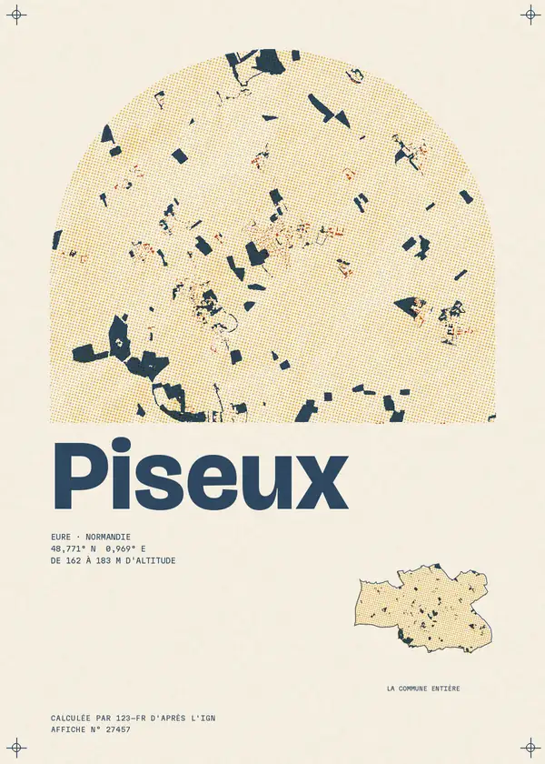 Affiche de Piseux, calculée par 123-fr d'après l'IGN