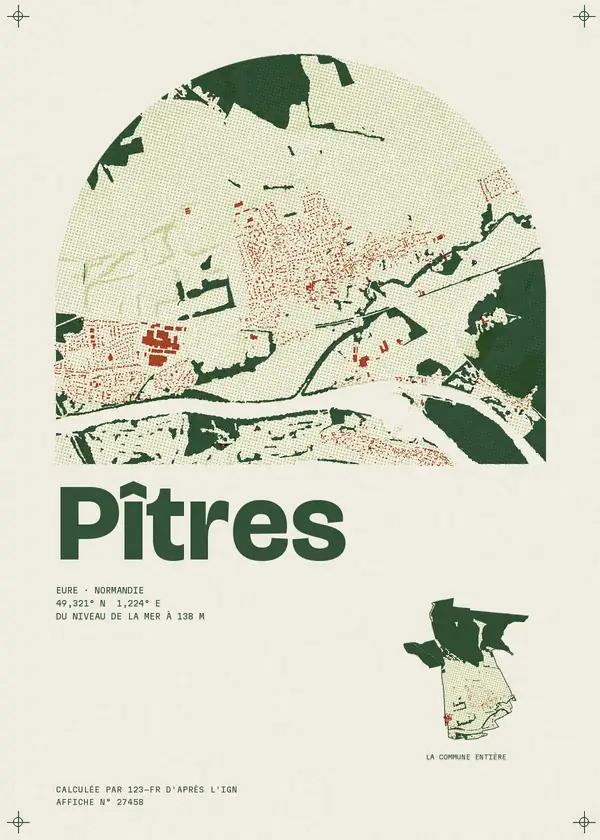 Affiche de Pîtres, calculée par 123-fr d'après l'IGN