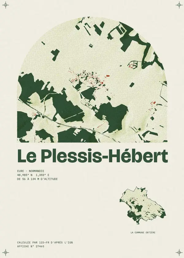 Affiche de Le Plessis-Hébert, calculée par 123-fr d'après l'IGN