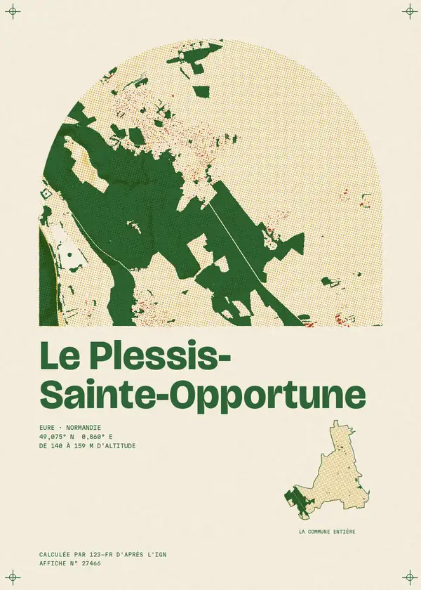 Affiche de Le Plessis-Sainte-Opportune, calculée par 123-fr d'après l'IGN