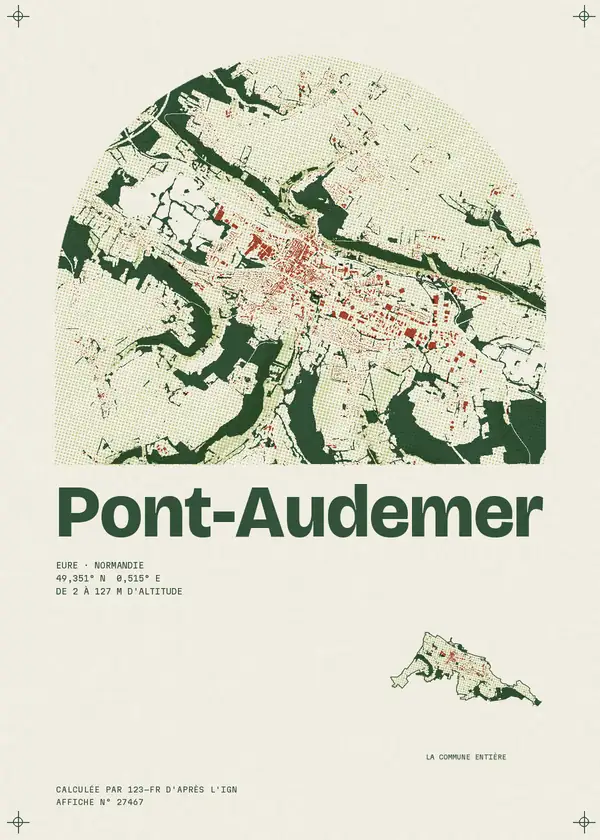Affiche de Pont-Audemer, calculée par 123-fr d'après l'IGN