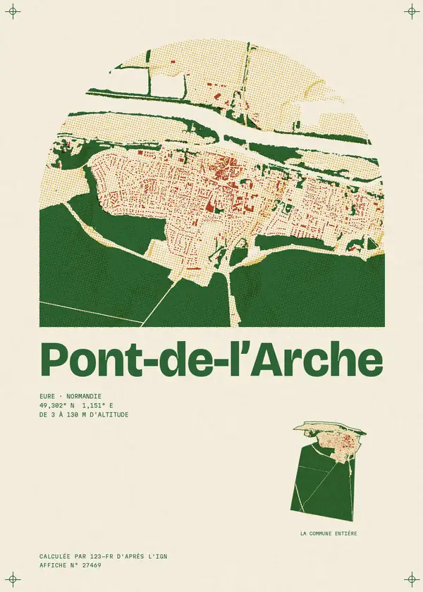 Affiche de Pont-de-l'Arche, calculée par 123-fr d'après l'IGN