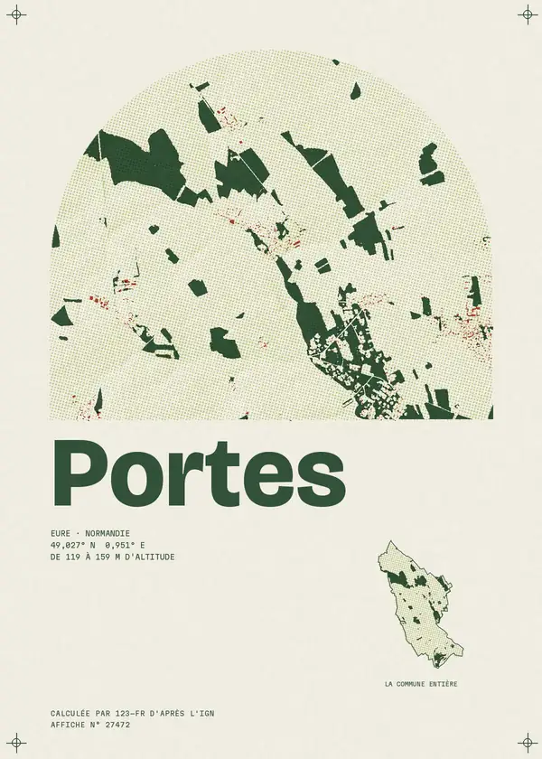 Affiche de Portes, calculée par 123-fr d'après l'IGN