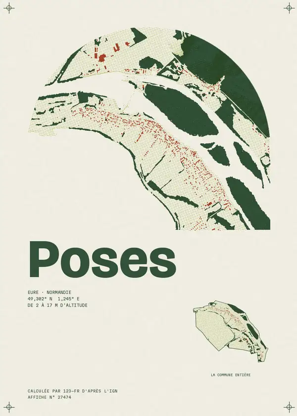 Affiche de Poses, calculée par 123-fr d'après l'IGN