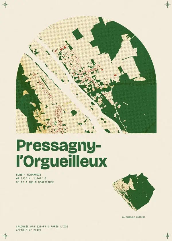 Affiche de Pressagny-l'Orgueilleux, calculée par 123-fr d'après l'IGN
