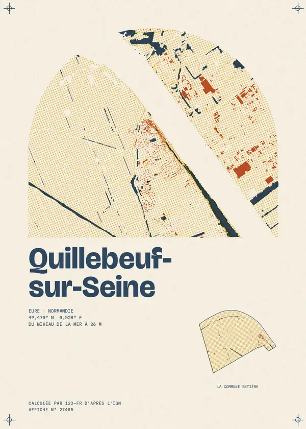 Affiche de Quillebeuf-sur-Seine, calculée par 123-fr d'après l'IGN