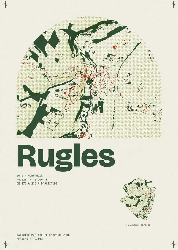 Affiche de Rugles, calculée par 123-fr d'après l'IGN