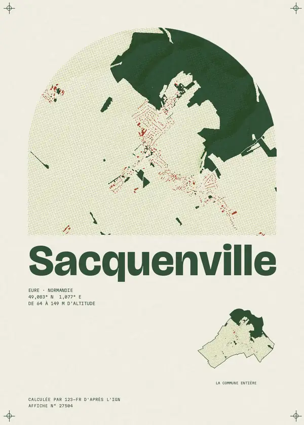 Affiche de Sacquenville, calculée par 123-fr d'après l'IGN