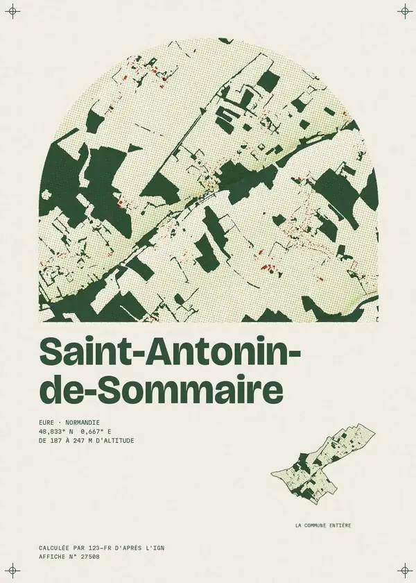 Affiche de Saint-Antonin-de-Sommaire, calculée par 123-fr d'après l'IGN