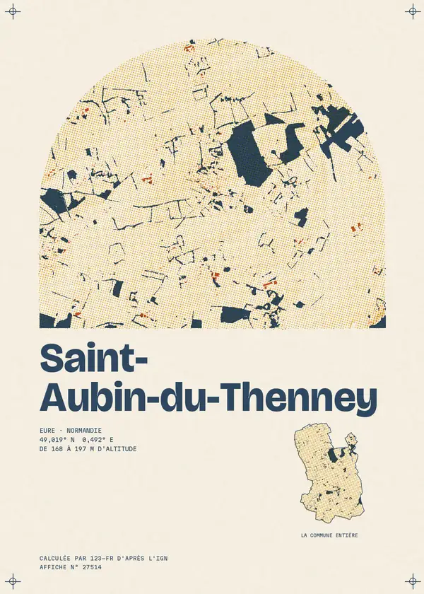 Affiche de Saint-Aubin-du-Thenney, calculée par 123-fr d'après l'IGN