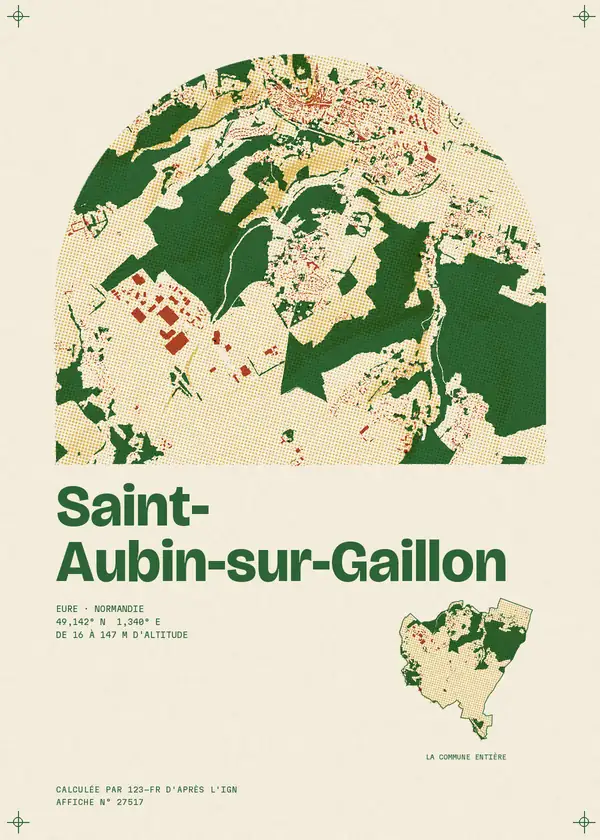 Affiche de Saint-Aubin-sur-Gaillon, calculée par 123-fr d'après l'IGN