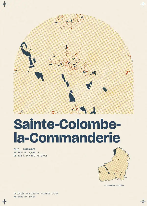 Affiche de Sainte-Colombe-la-Commanderie, calculée par 123-fr d'après l'IGN