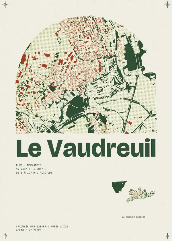 Affiche de Le Vaudreuil, calculée par 123-fr d'après l'IGN