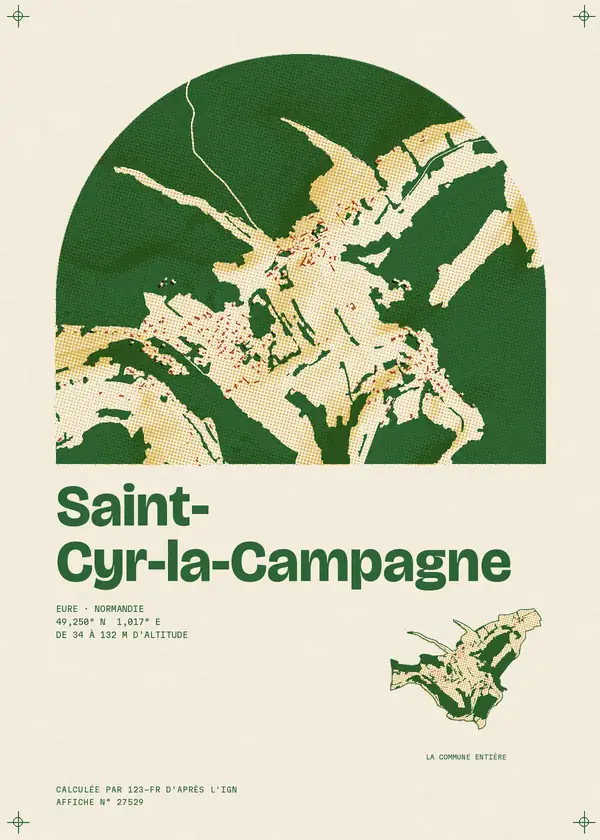 Affiche de Saint-Cyr-la-Campagne, calculée par 123-fr d'après l'IGN