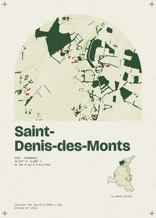 Affiche de Saint-Denis-des-Monts, calculée par 123-fr d'après l'IGN
