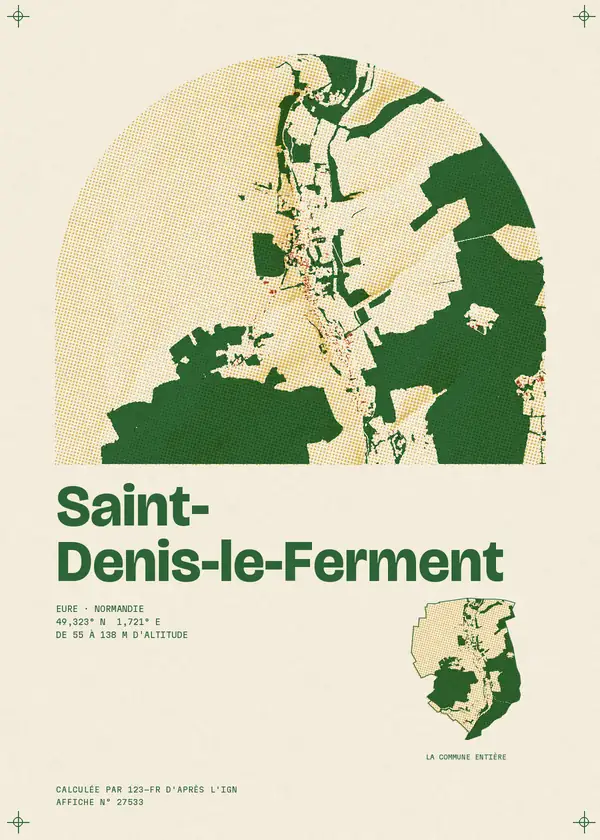 Affiche de Saint-Denis-le-Ferment, calculée par 123-fr d'après l'IGN