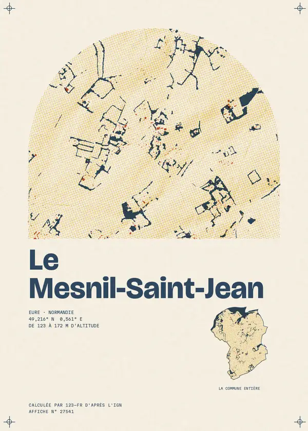 Affiche de Le Mesnil-Saint-Jean, calculée par 123-fr d'après l'IGN