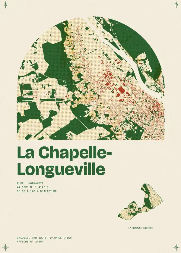 Affiche de La Chapelle-Longueville, calculée par 123-fr d'après l'IGN