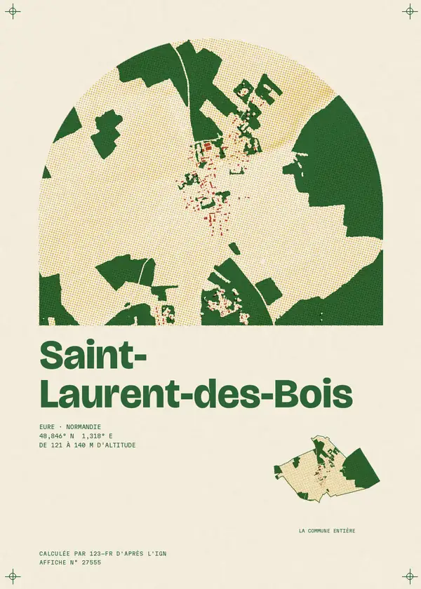 Affiche de Saint-Laurent-des-Bois, calculée d'après l'IGN