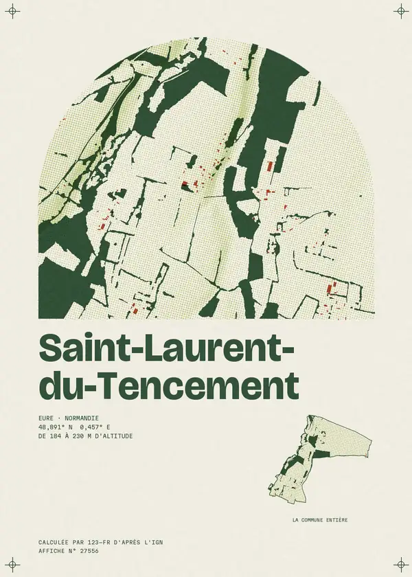 Affiche de Saint-Laurent-du-Tencement, calculée par 123-fr d'après l'IGN