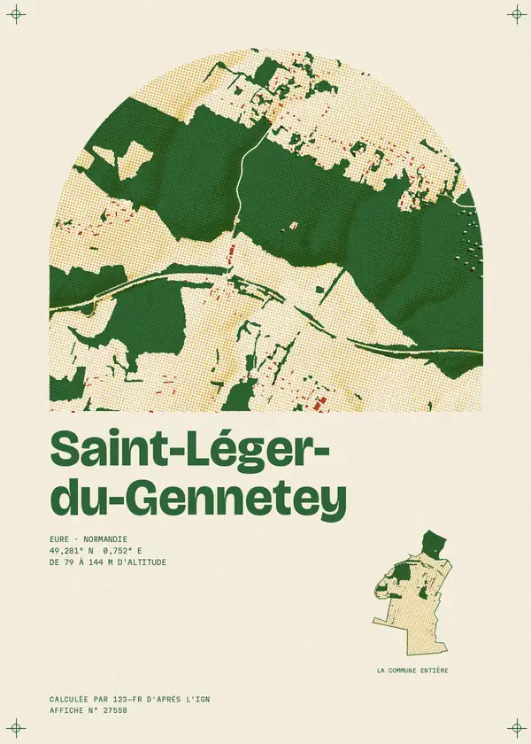 Affiche de Saint-Léger-du-Gennetey, calculée par 123-fr d'après l'IGN