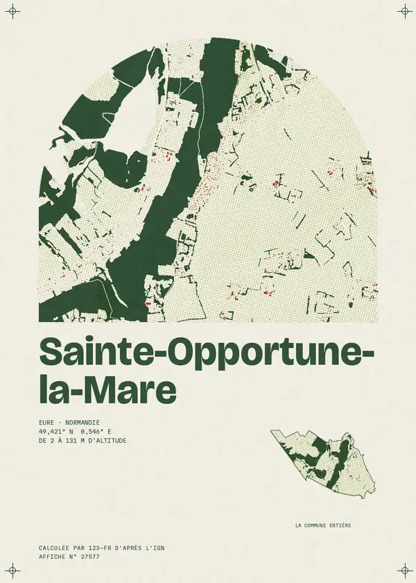 Affiche de Sainte-Opportune-la-Mare, calculée par 123-fr d'après l'IGN