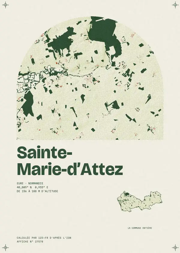 Affiche de Sainte-Marie-d'Attez, calculée par 123-fr d'après l'IGN