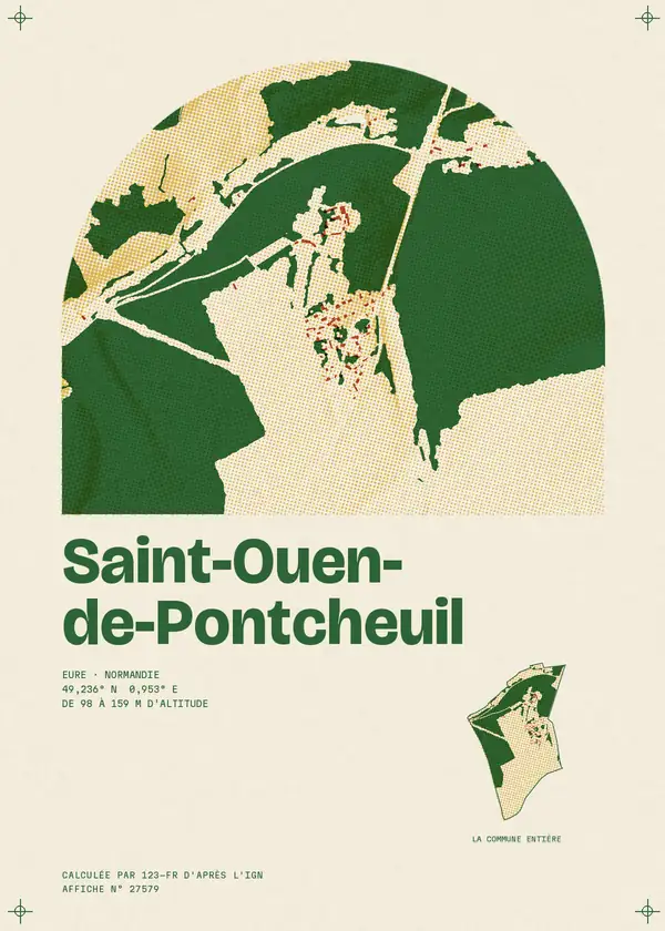 Affiche de Saint-Ouen-de-Pontcheuil, calculée par 123-fr d'après l'IGN
