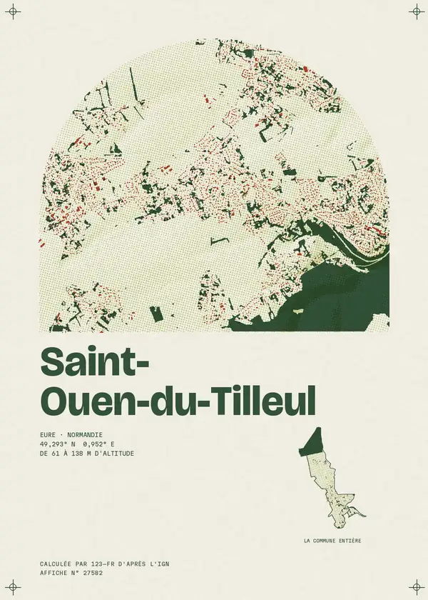 Affiche de Saint-Ouen-du-Tilleul, calculée par 123-fr d'après l'IGN