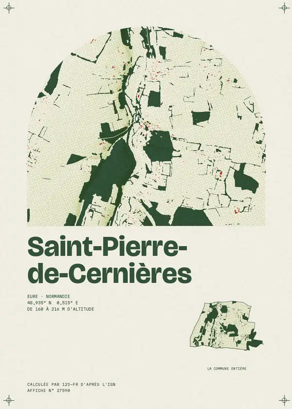 Affiche de Saint-Pierre-de-Cernières, calculée par 123-fr d'après l'IGN