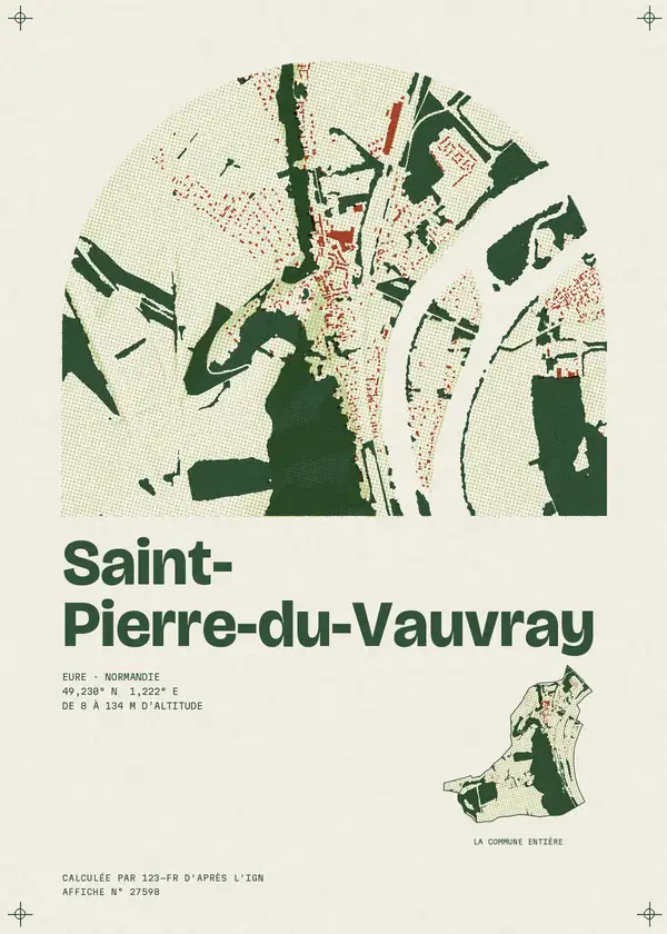 Affiche de Saint-Pierre-du-Vauvray, calculée par 123-fr d'après l'IGN