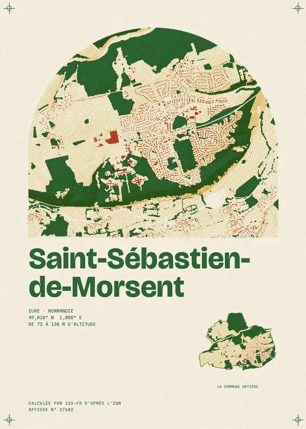 Affiche de Saint-Sébastien-de-Morsent, calculée par 123-fr d'après l'IGN