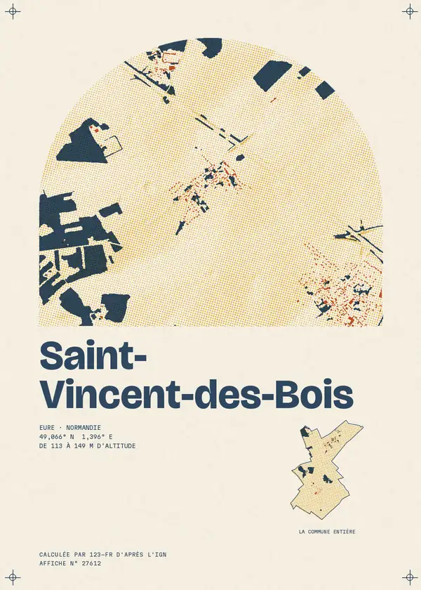 Affiche de Saint-Vincent-des-Bois, calculée par 123-fr d'après l'IGN