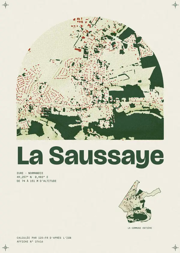 Affiche de La Saussaye, calculée par 123-fr d'après l'IGN