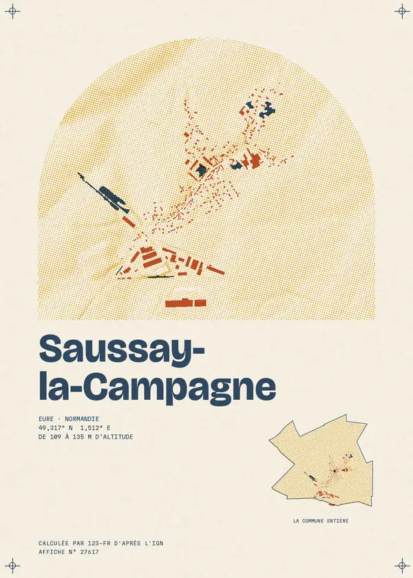 Affiche de Saussay-la-Campagne, calculée par 123-fr d'après l'IGN
