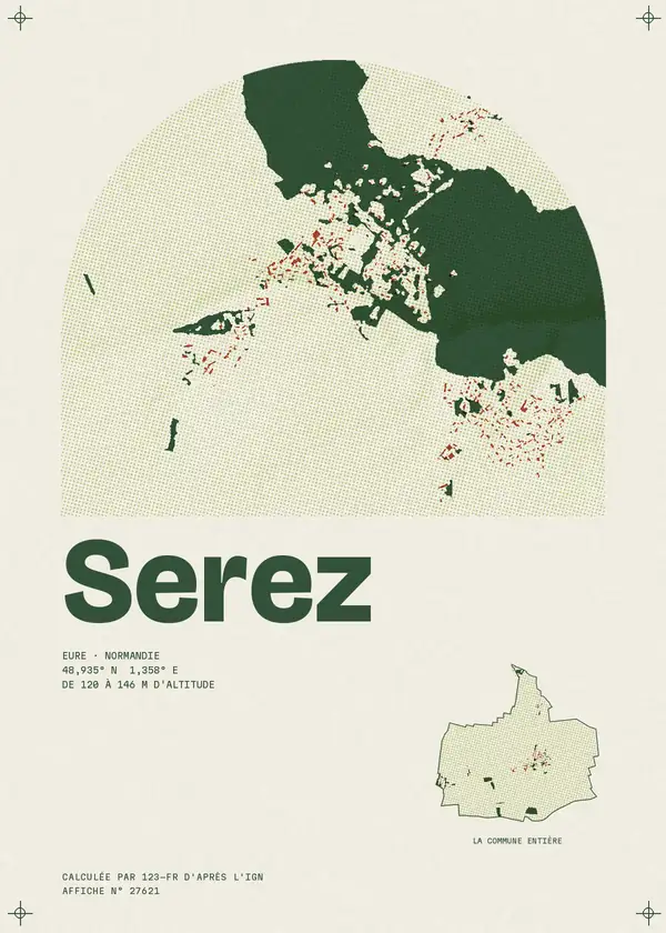 Affiche de Serez, calculée par 123-fr d'après l'IGN