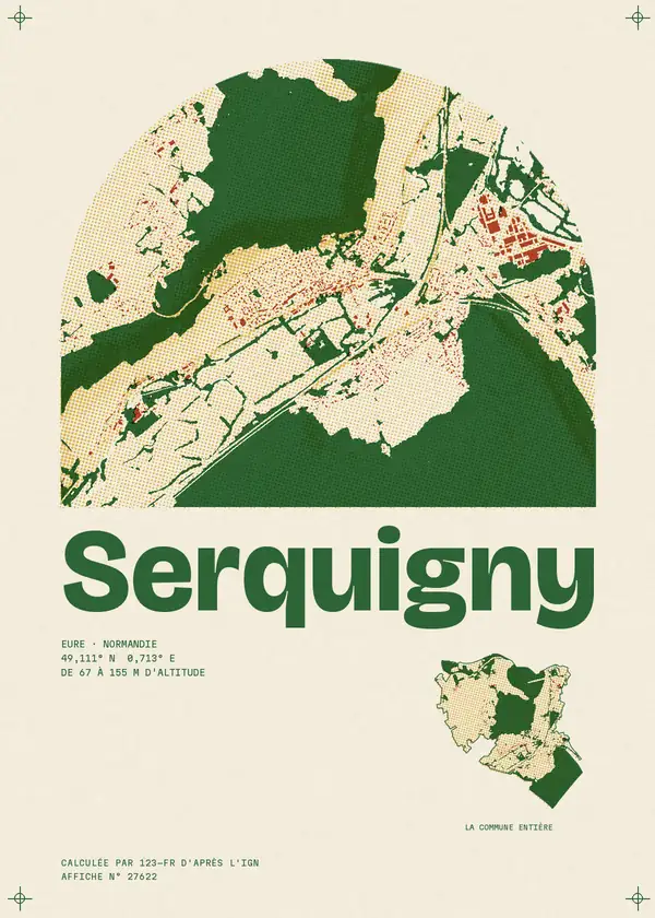Affiche de Serquigny, calculée par 123-fr d'après l'IGN