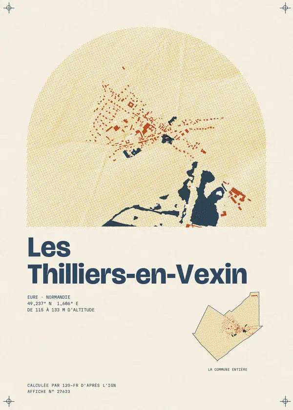 Affiche de Les Thilliers-en-Vexin, calculée par 123-fr d'après l'IGN