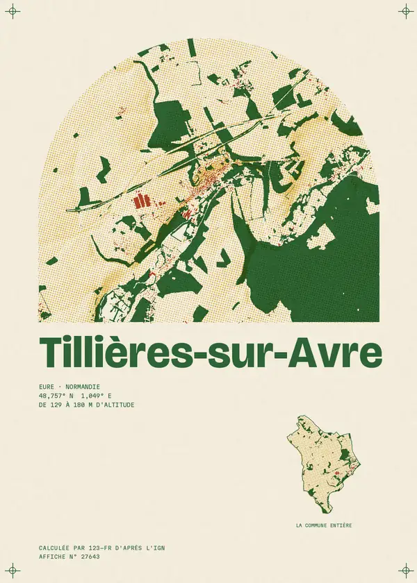 Affiche de Tillières-sur-Avre, calculée par 123-fr d'après l'IGN