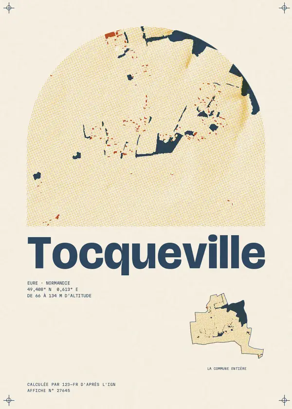 Affiche de Tocqueville, calculée par 123-fr d'après l'IGN
