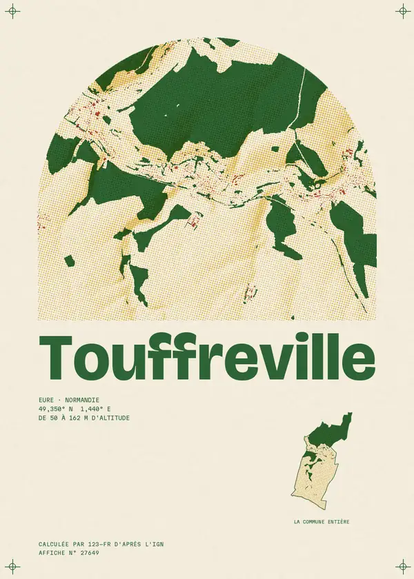 Affiche de Touffreville, calculée par 123-fr d'après l'IGN
