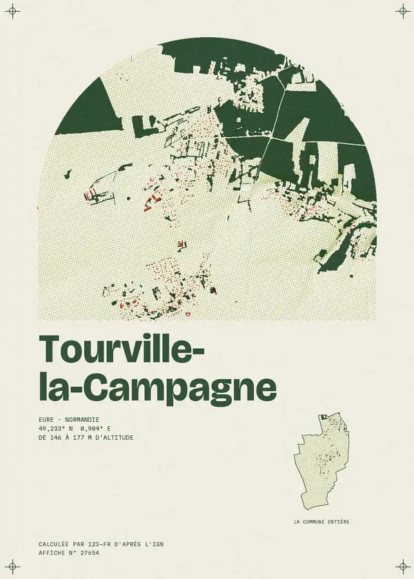 Affiche de Tourville-la-Campagne, calculée par 123-fr d'après l'IGN