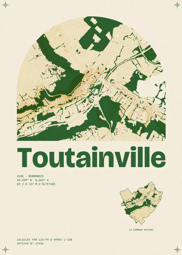 Affiche de Toutainville, calculée par 123-fr d'après l'IGN