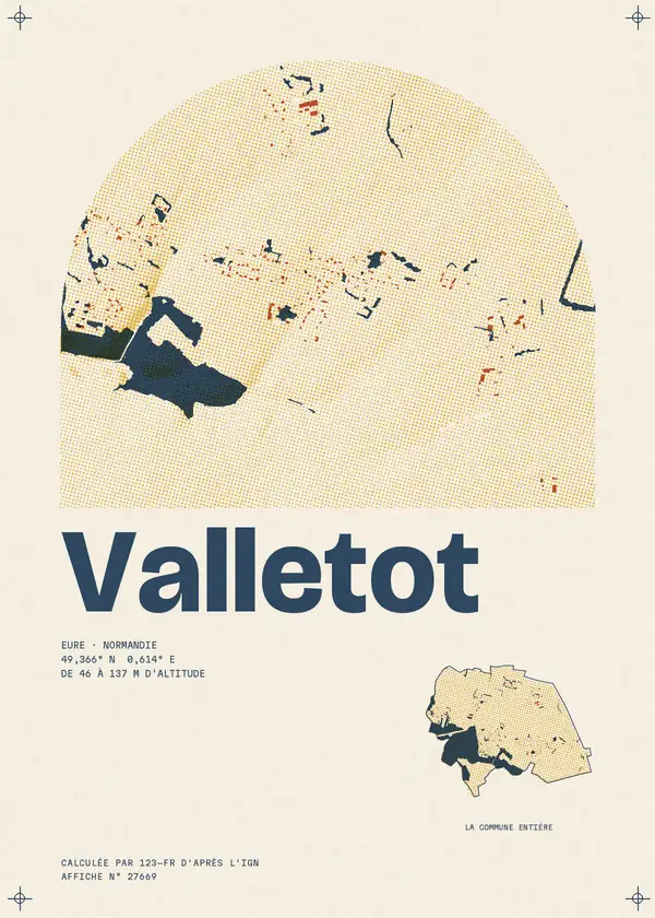 Affiche de Valletot, calculée par 123-fr d'après l'IGN